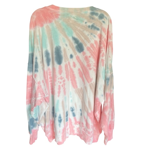 American Eagle Oversized Tie Dye Fleece Sweatshirt Womens Size XXL Jegging Fit - Picture 2 of 8